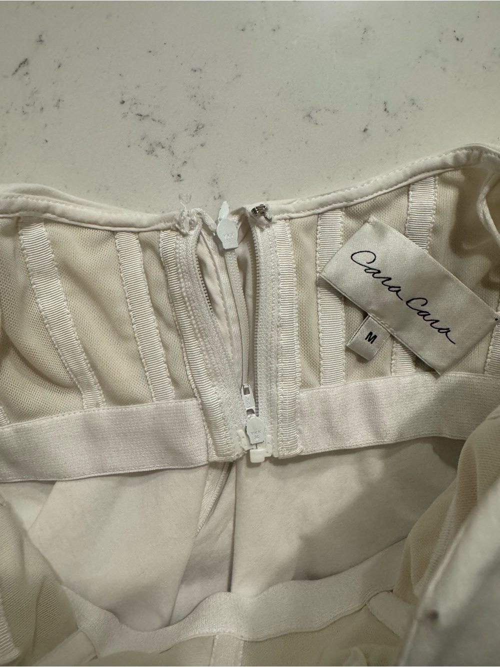 Cara Cara White Corset Off Shoulder Puff Sleeve Top Shirt Size M Cotton Blend - Picture 8 of 13
